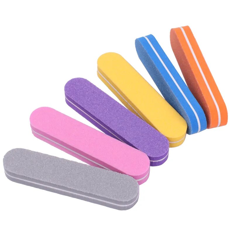 50Pcs Mix Color Mini Nail File Buffers Sponge 100/180 Grit Double Sided Sanding Block Gel Polishing Foam Manicure Nail Art Files