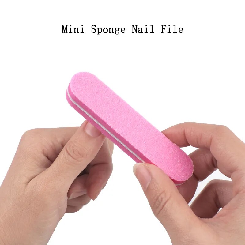 50Pcs Mix Color Mini Nail File Buffers Sponge 100/180 Grit Double Sided Sanding Block Gel Polishing Foam Manicure Nail Art Files